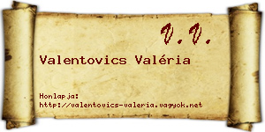 Valentovics Valéria névjegykártya