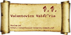 Valentovics Valéria névjegykártya